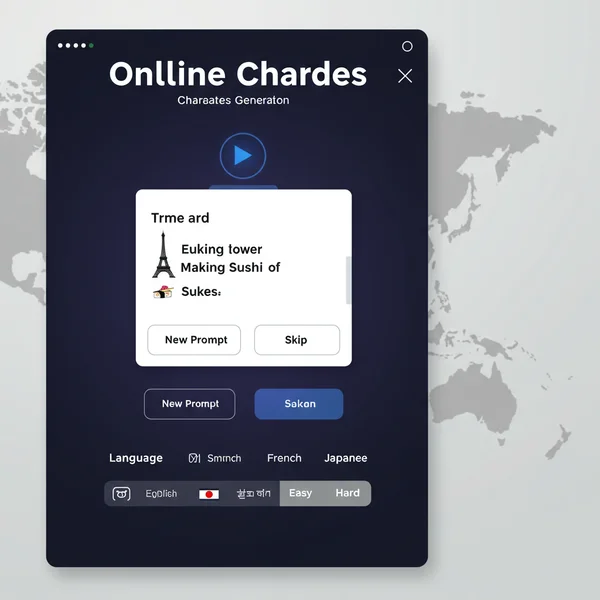 Modern charades generator interface with global options