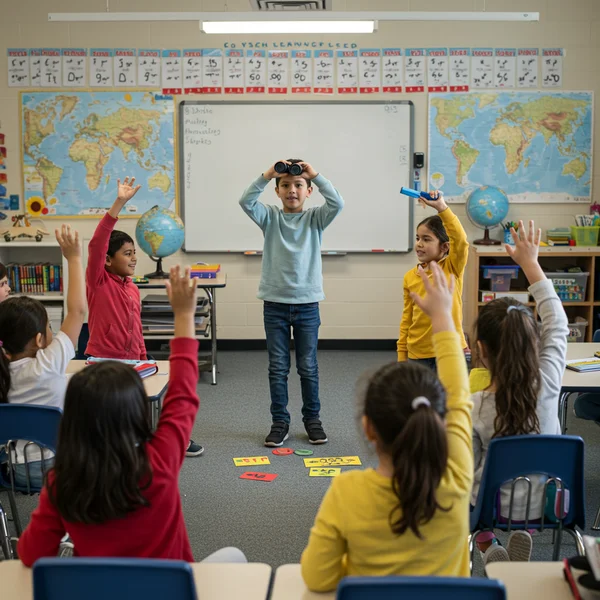Kids learning world cultures through interactive charades