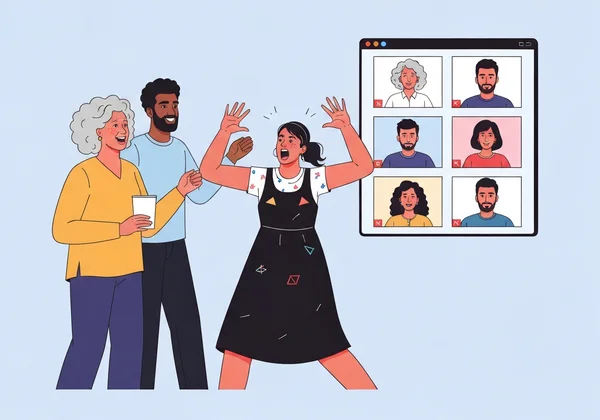 Diverse team laughing during virtual charades